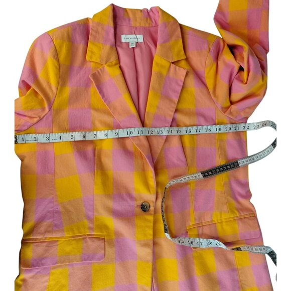 Free Assembly Womens XXL Pink & Yellow Checkered Blazer - Picture 5 of 9